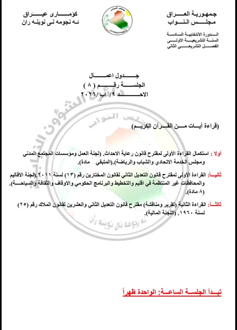 البرلمان-ينشر-جدول-أعمال-جلسة-الأحد-المقبل